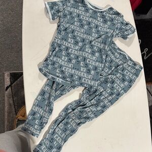 Kickee Pants Blue Number-Print Two-Piece Pajama Set
